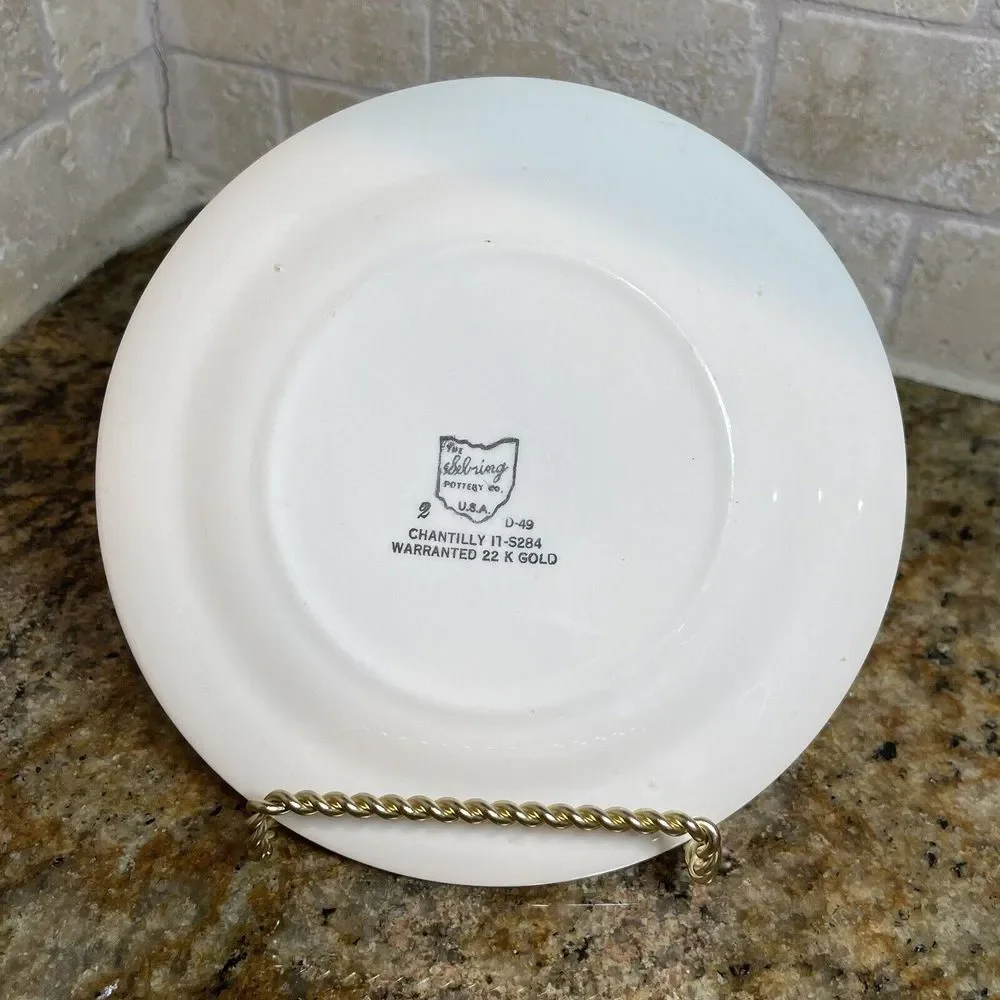 Sebring Pottery‎ Co Plate Chantilly 24k Gold Multicolor Porcelain Size 6.5